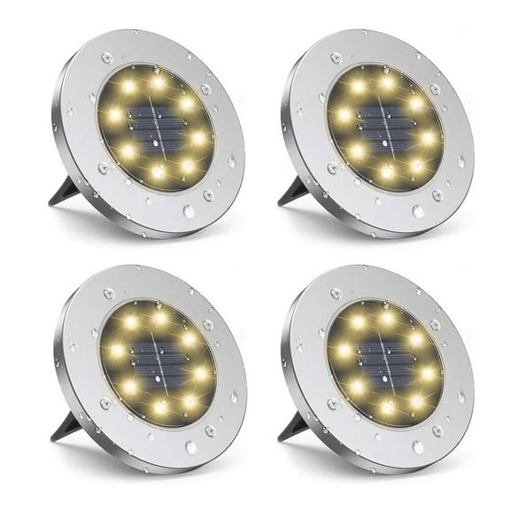 Solar Ground Lights,4-Pack Waterproof Upgraded Landscape Lights for Outdoor Use,Warm White