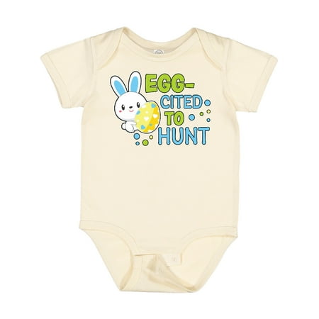 

Inktastic Eggcited to Hunt with Bunny Holding Easter Egg Gift Baby Boy Bodysuit
