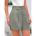thumbnail image 5 of Womens Casual 2025 Trendy Summer Elastic High Waisted Pleated Side Slit Business Work Shorts Pockets Light Green XXL, 5 of 7