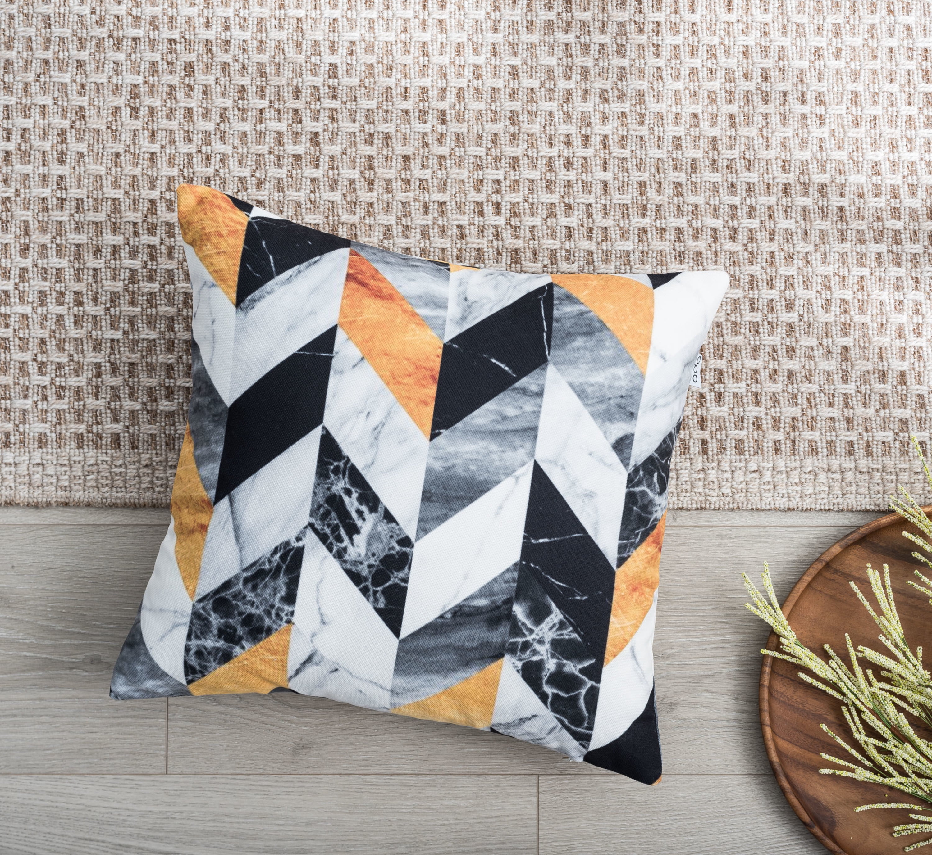 Ada Home Decor Marble Chevron Contemporary Pillow