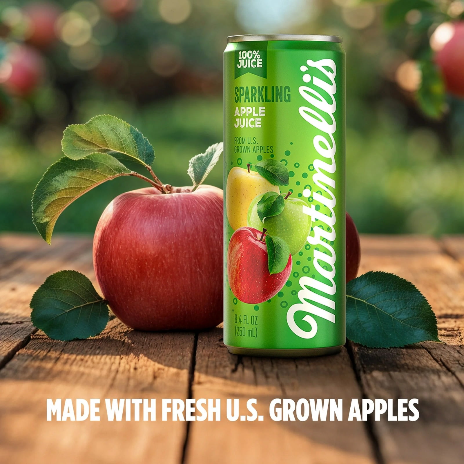 Martinelli’s 100% Juice Apple Sparkling – 8.4 fl oz Can, 12 Pack
