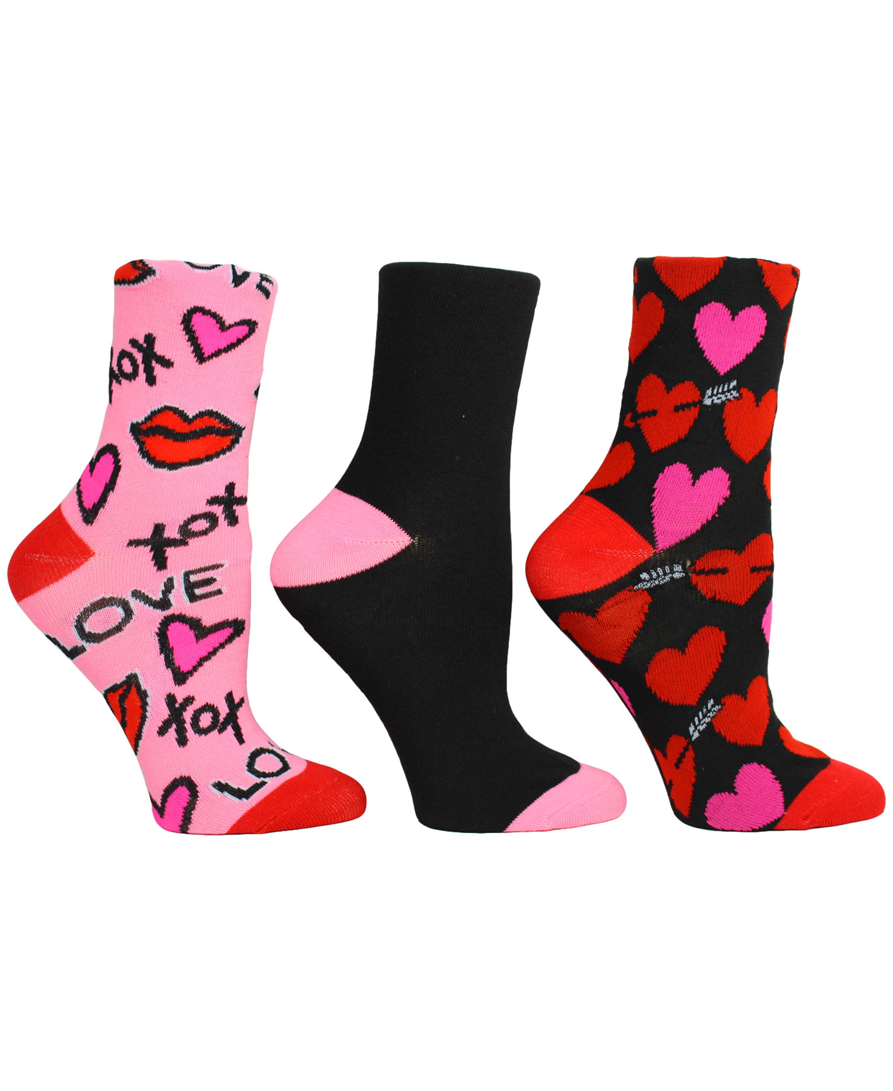 Vibrant Colored Hearts Valentines Day Casual Socks Crew Socks Crazy Socks Soft Breathable For Sports Athletic Running