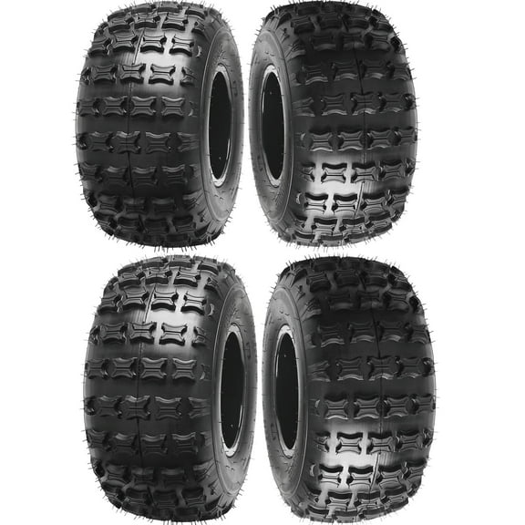 18x9.50-8 ATV UTV Sport Wheel and Tire 4PR 18x9.5x8 Tubeless Tire with Aluminum Wheel Rim 4 Bolt Patten 110mm Spacing for Quad Buggy Go Kart Lawn Mower Golf Cart Off Road Tire (4)