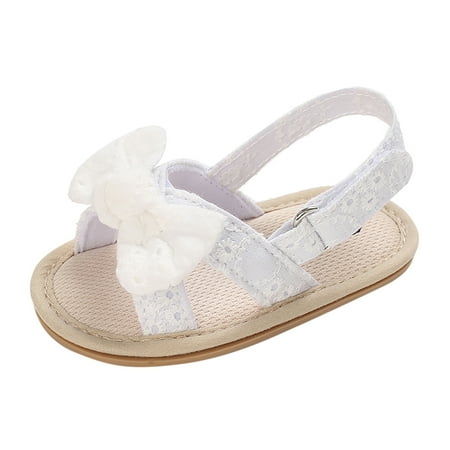 

ZMHEGW Girls Sandals Summer Shoes Outdoor First Walk Shoes Toddler Girls Shoes For Summer With Flower Bowknot