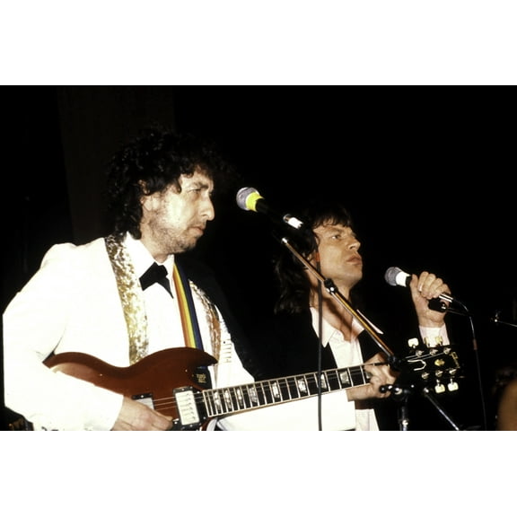 Bob Dylan performing with Mick Jagger Photo Print (10 x 8)