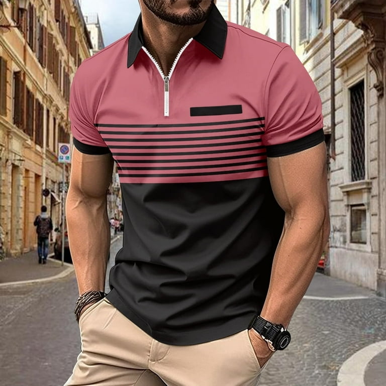 Cfklopgg 2024 Mens Unique Gifts Ideas Mens School Shirts Mens Plaid Polo Shirt Manga Corta Mens Work Polos 2 Pocket Polo Shirts for Men Mens Designer Polo Shirts B Walmart