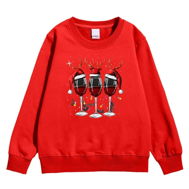 DGHM Vêtements pour Garçons Veste Bébé Jeunesse Automne et Hiver Pull Imprimé de Noël Sans Capuche Rouge