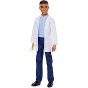Ken Brunette Dentist Doll with Professional Dental Coat Plus 2 Dental Toothbrush and Toothpaste Accessories for Ages 3 and Up