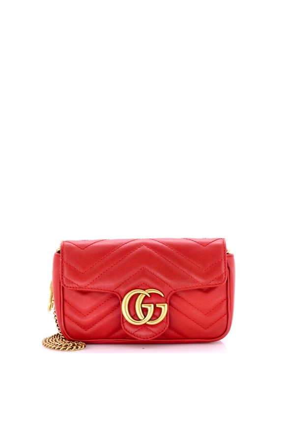Pre-Owned GG Marmont Flap Bag Matelasse Leather Super Mini By Rebag