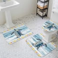 thumbnail image 3 of Summer Marine Life Bathroom Rugs Set Nautical Sea Turtle Rustic Flowers Blue Wood Grain Non Slip Absorbent Bath Mats 3 Piece Set with Bathroom Rug, U-Shaped Floor Mat, Toilet Seat Cover Large Size, 3 of 9