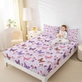 thumbnail image 4 of Homewish Boho Butterfly Twin Sheet Sets,Rustic Flower Twin Fitted Sheet,Pink Purple Flat Sheet For Girls Kids,Luxury Bedroom Decor,3-Piece, 4 of 7