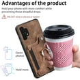 thumbnail image 6 of Phone Case for Samsung Galaxy A32 5G 2021 6.5 inch Wallet Cover with Tempered Glass Screen Protector Wrist Strap Lanyard RFID Card Holder Ring Stand M32 G5 A 32 32A S32 SM-A326U A326U Women Men Brown, 6 of 17