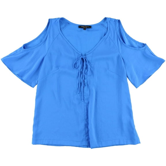 Nanette Lepore Womens Cold Shoulder Pullover Blouse, Blue, Small