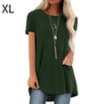 thumbnail image 3 of Guardurnaity Mujer Cuello Manga Corta Camisa Color Sólido Prendas para la parte del cuerpo verde XL, 3 of 4