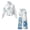 Blue Floral Print, variant on CHAQLIN Wide Leg Women Two Piece Tracksuit, Four-Leaf Clover Theme Double Sided Cloth High Collar Women's Loungewear Tracksuit for Short Travel Indoor Outdoor