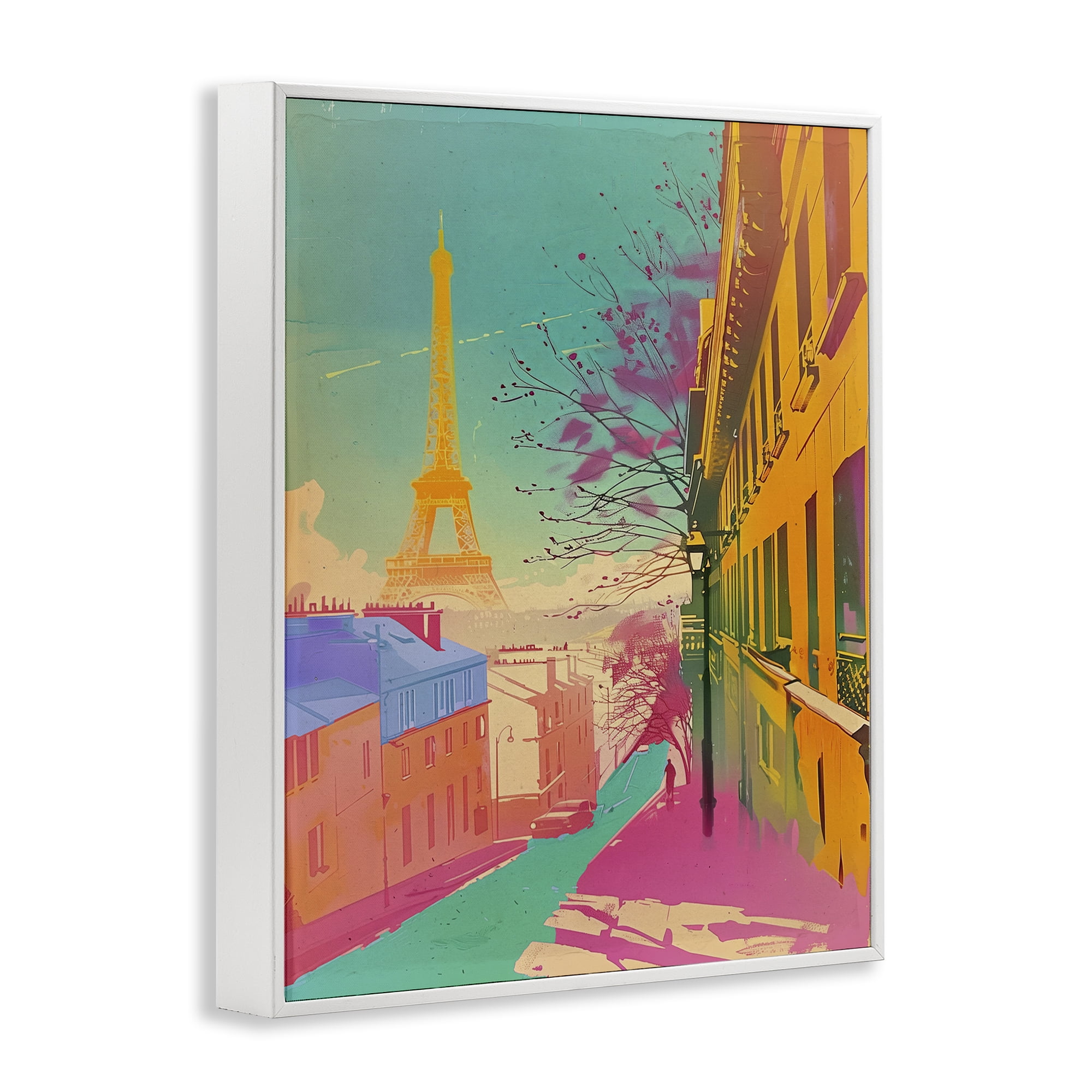 Stupell Industries Abstract Paris Tower Town & City Painting White Framed Art Print Wall Art, 11 x 14