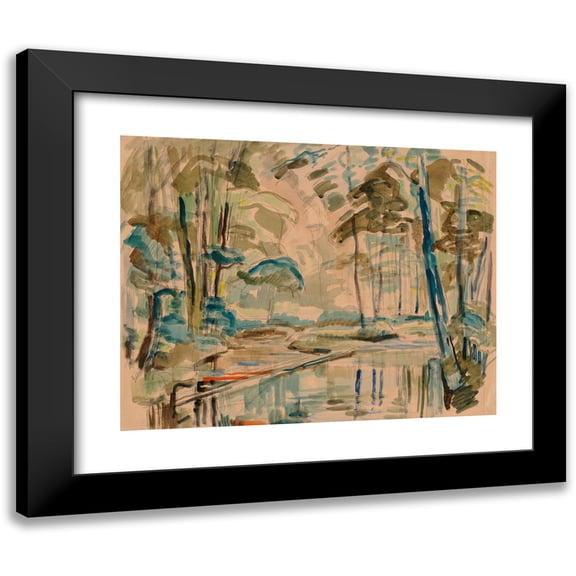 Magnus Enckell 14x12 Black Modern Framed Museum Art Print Titled - Small Lake (1919)