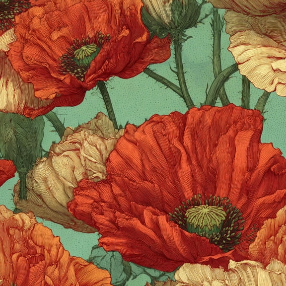 Vintage Peel and Stick Wallpaper Vintage Popper Floral Print Varying Stages Bloom Wall Mural 17.7in x 9.8ft Self Adhesive Removable Wall Paper Floral Contact Paper for Nursery Bedroom Cabinets