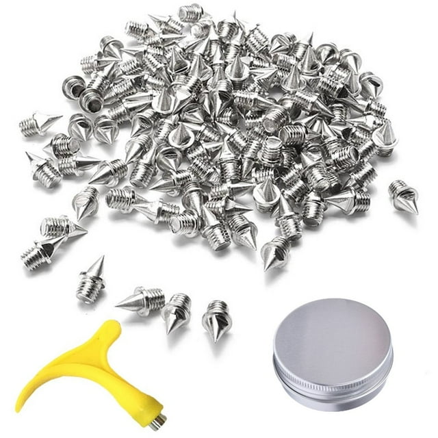MYG 48 Pcs Pointes de Piste et de Cross-Country en Acier Inoxydable 1/4 Pouces, Pointes en Acier Pointes de Chaussures de Remplacement avec Clé à Pointes, Pointes de Remplacement pour Chaussures de Course Courtes de Sprint