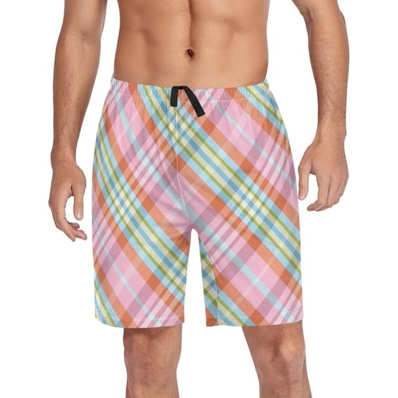 GZHJMY Buffalo Plaid Pajama Pants Short for Men, Lounge Pants Lightweight Men Pajama Bottoms with Drawstring Pockets, Christmas New Year Birthday Gifts, Medium