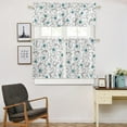 thumbnail image 5 of Kitchen Curtains and Valances Set, Blue Flower Leaf Spring Summer Floral Short Rod Pocket 3 Pieces Window Curtain Set for Bedroom, Bathroom, 24 Inch Long, 5 of 6