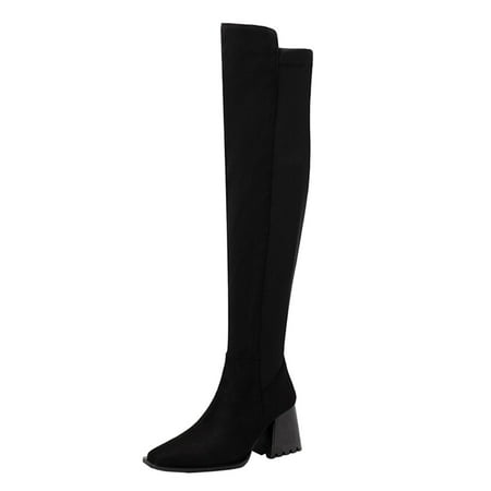 

Qufokar Thigh High Boots for Women Plus Size Go Go Boots Women Knee High Boots Autumn And Winter Fashion Color Blocking Comfortable Square Toe Thick Heel Square Heel