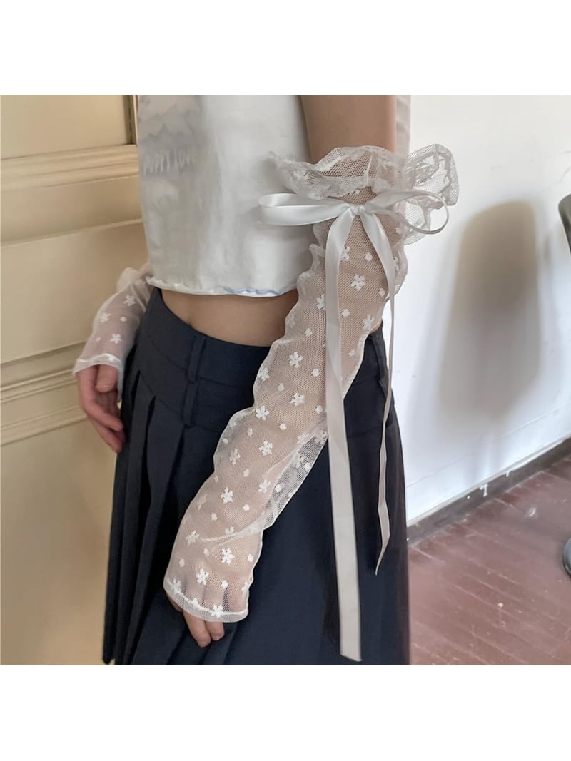 Kukuzhu Coquette Aesthetic Lace Gloves Grunge Accessories Floral