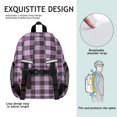 thumbnail image 5 of Purple and Black Checkered Pattern Backpack for School, Cute School Bag with Adjustable Shoulder Straps and Padded Back, 15"x11.42"x5.5", 5 of 5