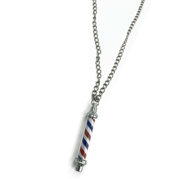 NEW CLASSIC BARBER POLE JEWELRY NECKLACE PENDANT WITH 27" LONG CHAIN