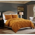 thumbnail image 2 of Chezmoi Collection Berlin Spice Orange Pinch Pleat Full Comforter Set, 3-Piece, Soft Pintuck, Lightweight All Season Microfiber Bedding, 2 of 7