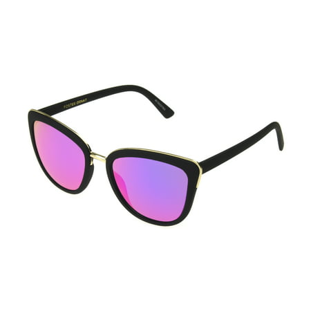 Foster Grant Women's Black Mirrored Cat-Eye Sunglasses N03
