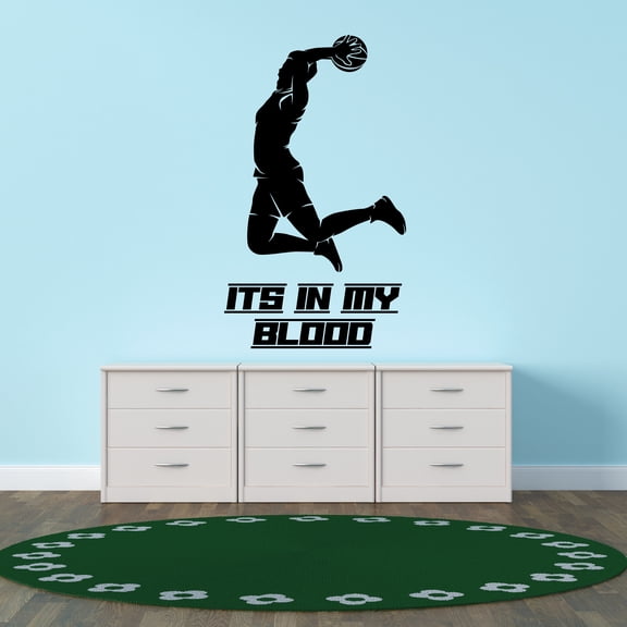 Sports Wall Decals for Boys Bedroom - Basketball Player Jumping and Throwing Ball in Hoop Player DIY & Creativity Boy Girl Bedroom Wall Sticker - Size: 6 In x 10 In