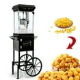 thumbnail image 2 of Aukfa Popcorn Machine with Cart - Vintage Popper Maker with 6oz Kettle, Oil Spoon and Scoop, Movie Theater Style, Black, 2 of 8