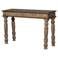 thumbnail image 5 of Mid Century Modern Solid Wood Carved Distressed Console | Farmhouse Coastal Entry Hallway Table | Transitional Sofa Table | Rustic White, 5 of 8
