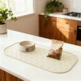 thumbnail image 5 of Pet Feeding Food Mat with Raised Edge, Rectangular Silicone Anti-Slip Waterproof Pet Bowl Mat Placemat for Dog and Cat (Beige), 5 of 6