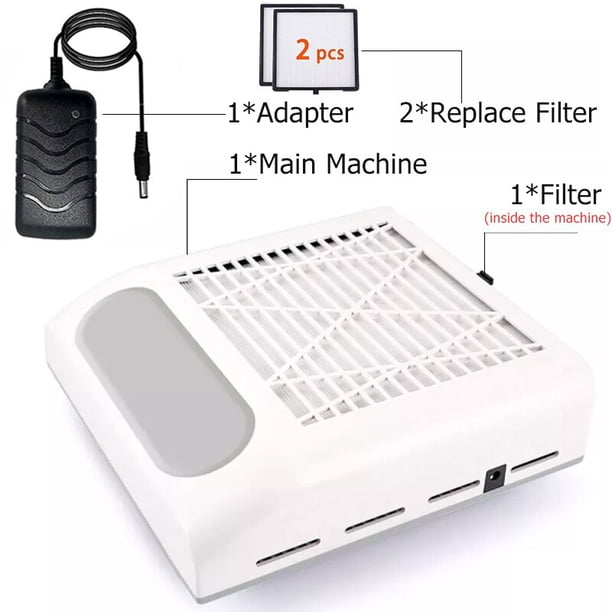 Colector de polvo de uñas de gran potencia, herramientas de máquina de manicura, aspiradora de uñas de gran potencia con ventilador extractor de uñas con filtro eliminador Tan Jianjun unisex