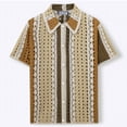 thumbnail image 4 of Wo-Fusoul Knit Sweater for Men, Imitation Hand-Hook Design, Solid Color Summer Short Sleeve Cardigan Pullover Top, 4 of 9
