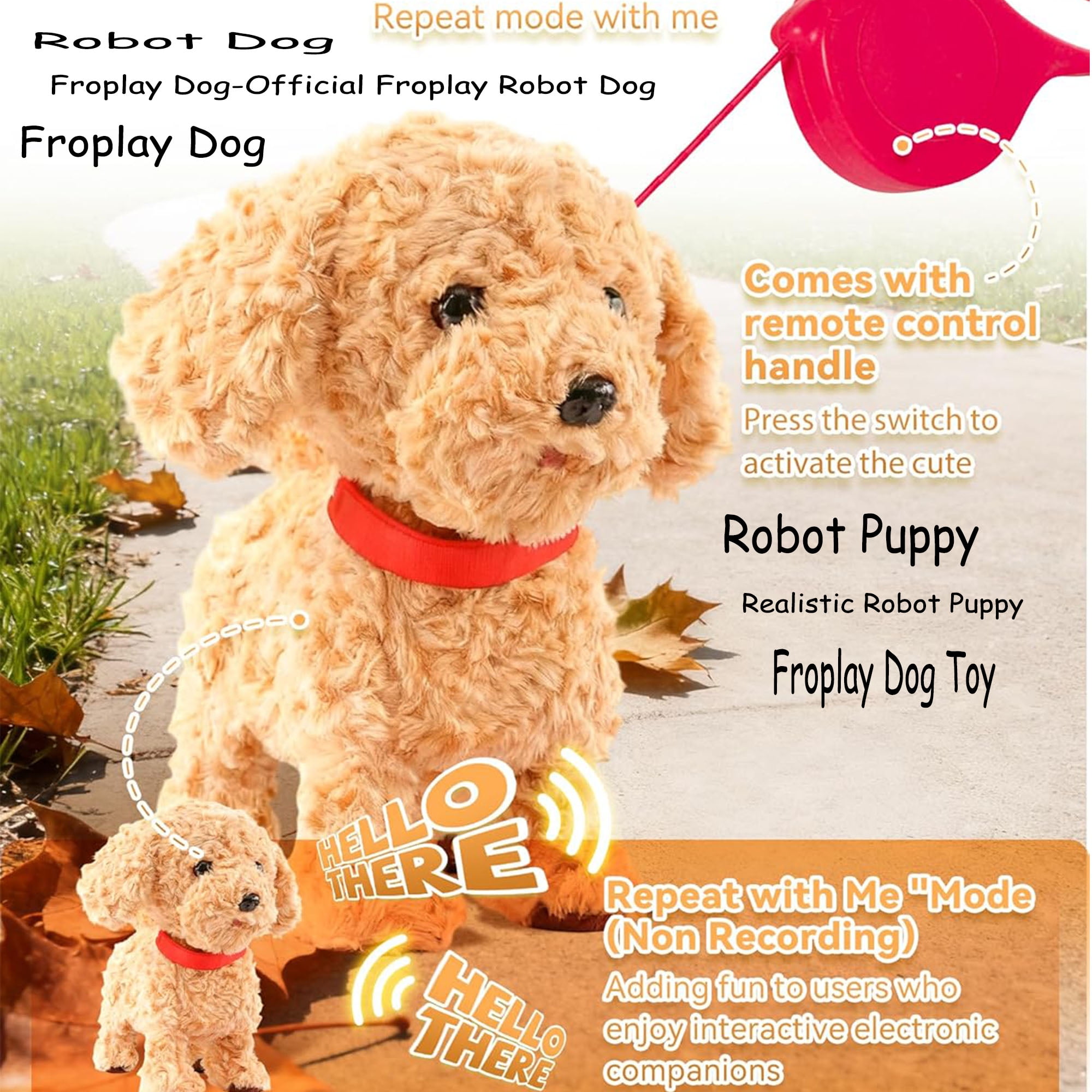 Froplay Roboter Hund Spielzeug - Realistischer Bellender Roboterwelpe Mit Laufbewegung Und Zunge Für Kinder