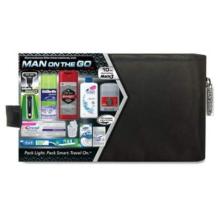 Convenience Kits International Men's Premium 10-Piece Assembled Travel Kit Featuring: Gillette Mach 3 Disposable