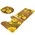 thumbnail image 1 of Coofit 3PCS Bath Rug Set Fashion Sunflower Pattern Non-slip Toilet Rug Toilet Lid Cover, 1 of 4