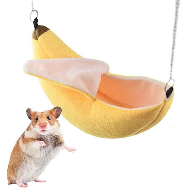 Cama de plátano para hámster, hamaca para casa de hámster, cama para animales pequeños, jaula para casa, nido, accesorios para hámster, planeador de azúcar, hámster, Animal pequeño para mascotas TUNC Sencillez