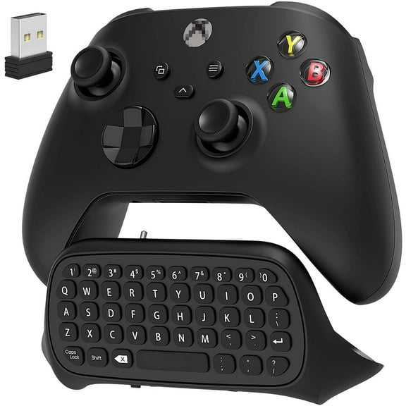 Controller Keyboard for Xbox Series X/ S/ for Xbox One/ One S, Wireless Bluetooth Gaming Chatpad Keypad with USB Receiver, Built-in Speaker & 3.5mm Audio Jack for Xbox Series X/ S/ One/ One S, Black