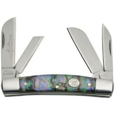 Rite Edge 3.5 Purple Pearl Congress Folding Knife - 4 Stainless Steel Blades with Elegant Pearl Handle and Steel Bolsters