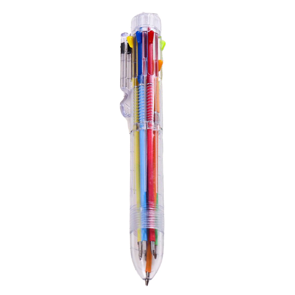 5x BALLPOINT PENS Assorted Colours 6 in 1 Ink Retractable Biros Writing/Drawing 