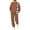 27# Coffee, variant on 2 Piece Tracksuit Women Solid French Terry Fleece Pullover Hoodie With Kangaroo Pocket Jogger Sweatpants Casual Lounge Matching Outfit