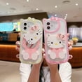 thumbnail image 2 of Nuevos diseños Hello Cute kitty 3D Cat espejo de maquillaje móvil TPU + PC funda de teléfono para iPhone 14 13 12 11 Pro max con soporte, 2 of 4