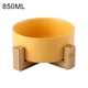 thumbnail image 1 of Cuenco elevado de cerámica para gatos, cuenco básico para perros de agua con soporte de madera antideslizante, protege el cuello para comer-amarillo, 1 of 5
