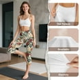 thumbnail image 7 of SCRAWLGOD Rose Leaf Print Capri Leggings with Pockets for Women, Non See Through Casual Yoga Lounge Tights for Running Cycling Tummy Control Yoga Capris, M, 7 of 7