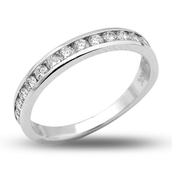 LOVEBLING 0.55 Carats (ctw) 14K White Gold 16-Stone Diamond Wedding Anniversary Band Ring, Channel Machine Setting (6.5)