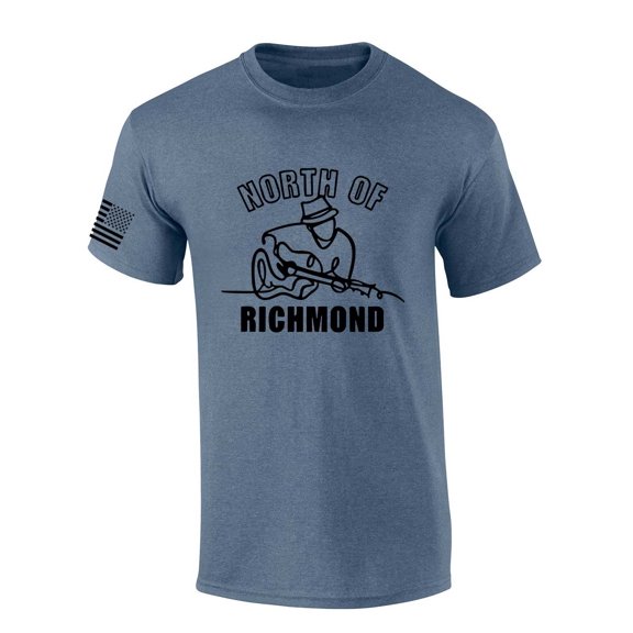 Mens Country Music Tshirt North Of Richmond Guitar Short Sleeve T-shirt-Heather Indigo-xxxl